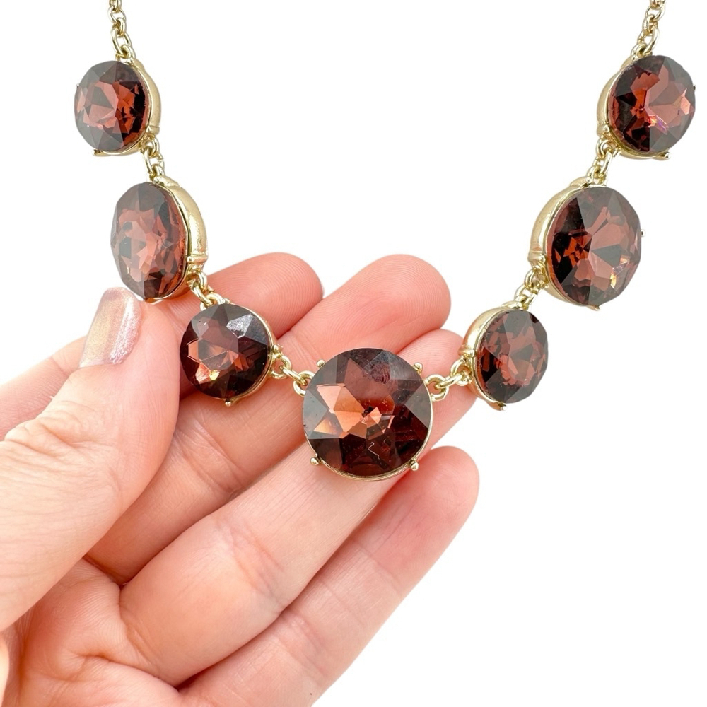 Womens Necklace Reddish Brown with Gold Tone Chain - Picture 5 of 10